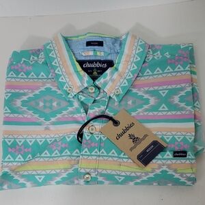chubbies The En Fuego Wild Friday Short Sleeve Button Down Men's M NWT